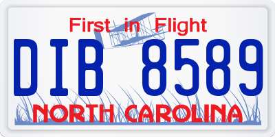 NC license plate DIB8589