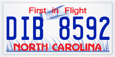 NC license plate DIB8592