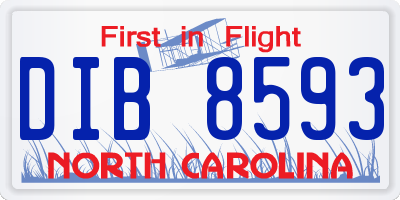 NC license plate DIB8593