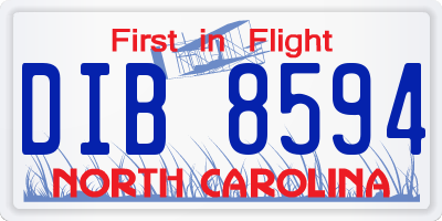 NC license plate DIB8594