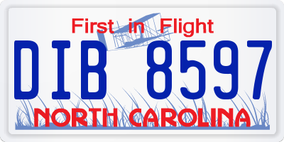 NC license plate DIB8597