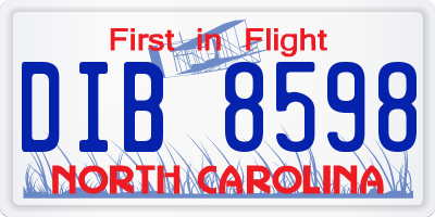 NC license plate DIB8598