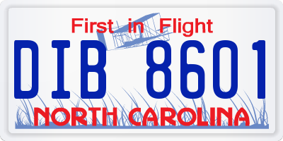 NC license plate DIB8601