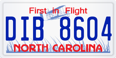 NC license plate DIB8604