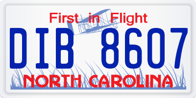 NC license plate DIB8607