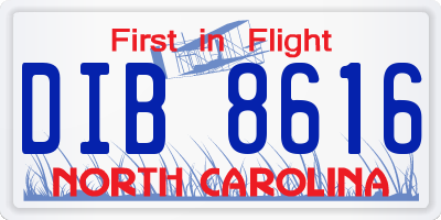 NC license plate DIB8616