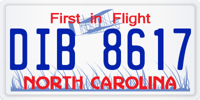 NC license plate DIB8617