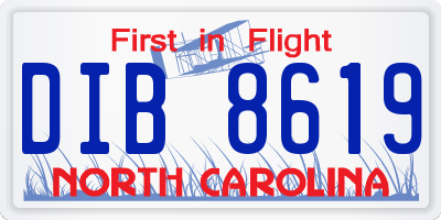 NC license plate DIB8619