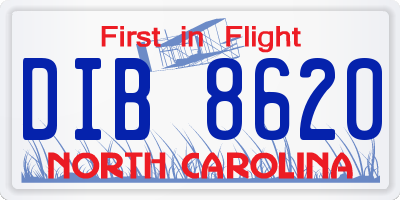 NC license plate DIB8620