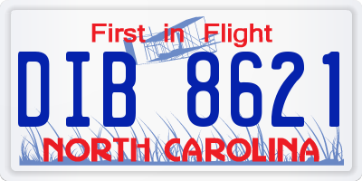 NC license plate DIB8621