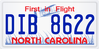 NC license plate DIB8622