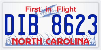 NC license plate DIB8623