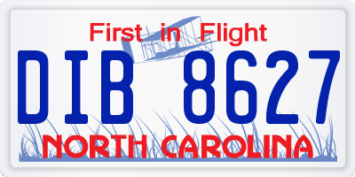 NC license plate DIB8627
