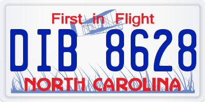 NC license plate DIB8628