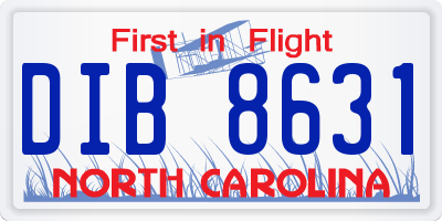 NC license plate DIB8631