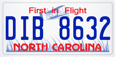 NC license plate DIB8632