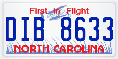 NC license plate DIB8633