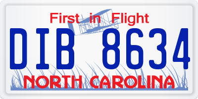 NC license plate DIB8634