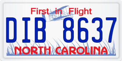 NC license plate DIB8637