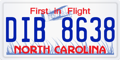 NC license plate DIB8638