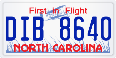 NC license plate DIB8640