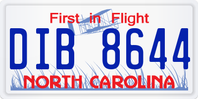NC license plate DIB8644