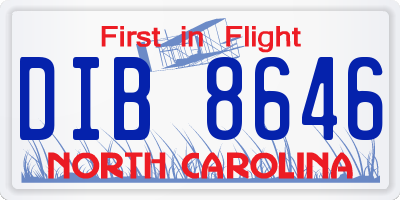 NC license plate DIB8646