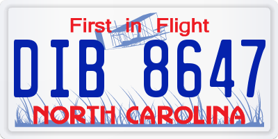NC license plate DIB8647