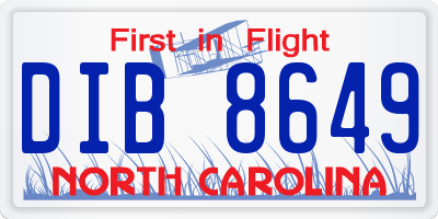 NC license plate DIB8649