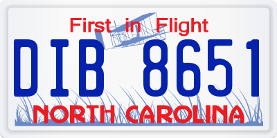 NC license plate DIB8651