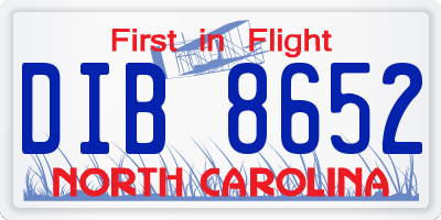 NC license plate DIB8652
