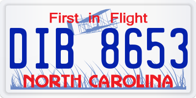 NC license plate DIB8653