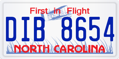 NC license plate DIB8654