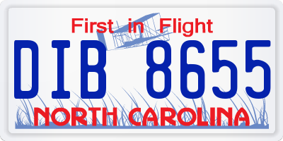NC license plate DIB8655