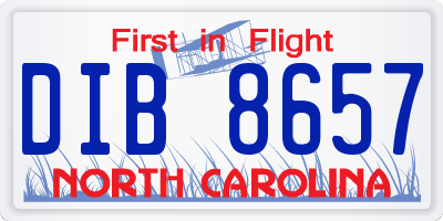NC license plate DIB8657