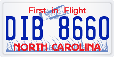 NC license plate DIB8660