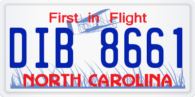 NC license plate DIB8661