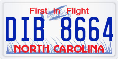 NC license plate DIB8664