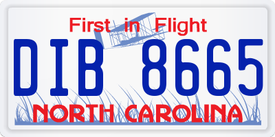 NC license plate DIB8665