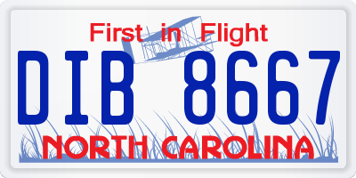 NC license plate DIB8667