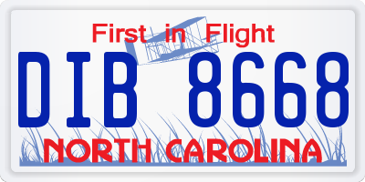 NC license plate DIB8668
