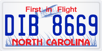 NC license plate DIB8669