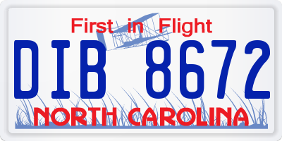 NC license plate DIB8672