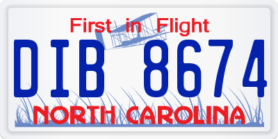 NC license plate DIB8674