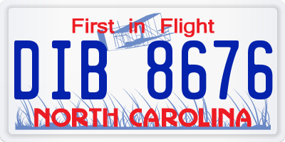 NC license plate DIB8676