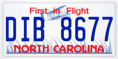 NC license plate DIB8677