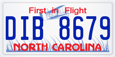 NC license plate DIB8679