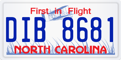 NC license plate DIB8681