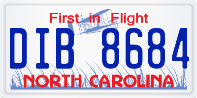 NC license plate DIB8684