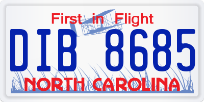 NC license plate DIB8685
